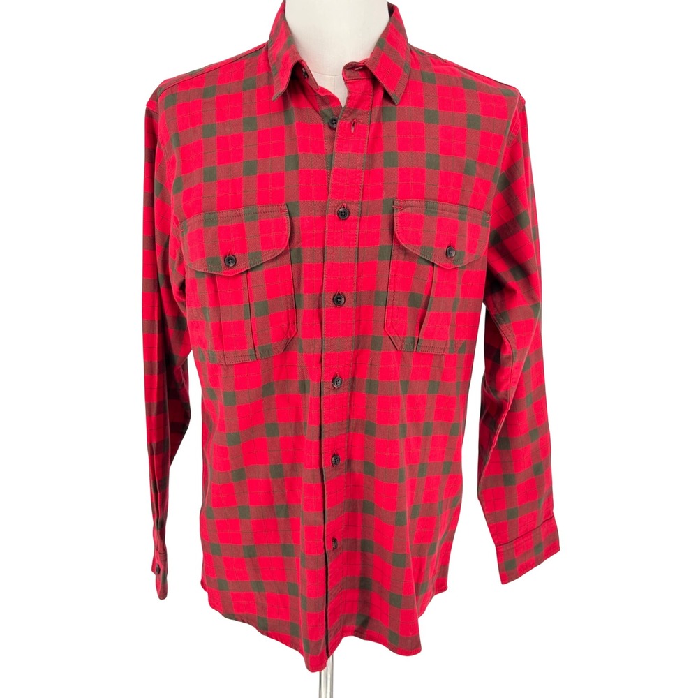 Filson Red Green Plaid Flannel Long Sleeve Button Up Shirt Men's Size  M EUC